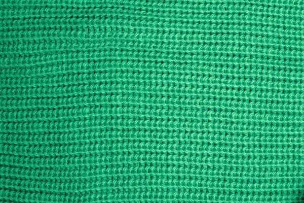 Woolen knitted texture of mint color close-up — Stock Photo, Image