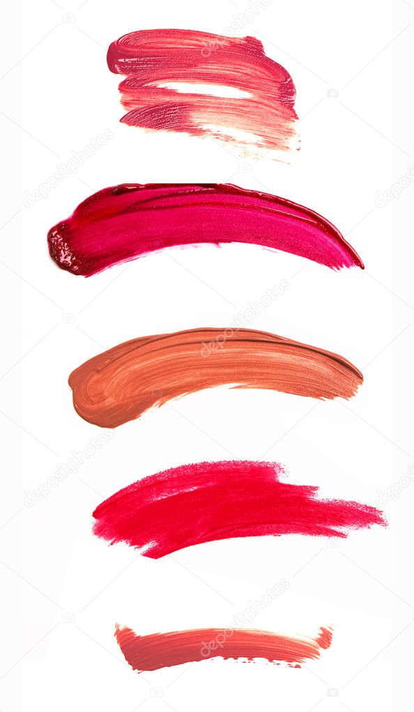 Set of cosmetics smudges and strokes isolated on white
