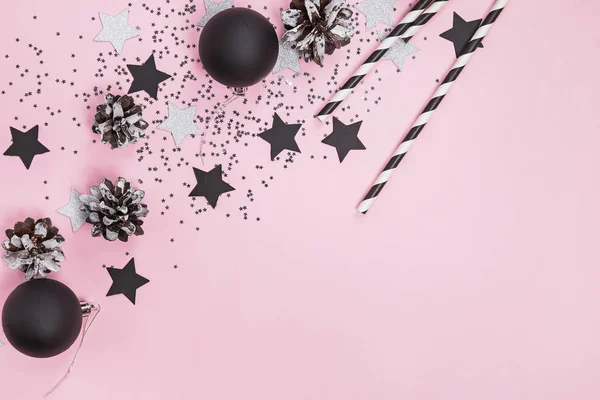Creative composition with star shaped glitter and other decor. — Stock Photo, Image