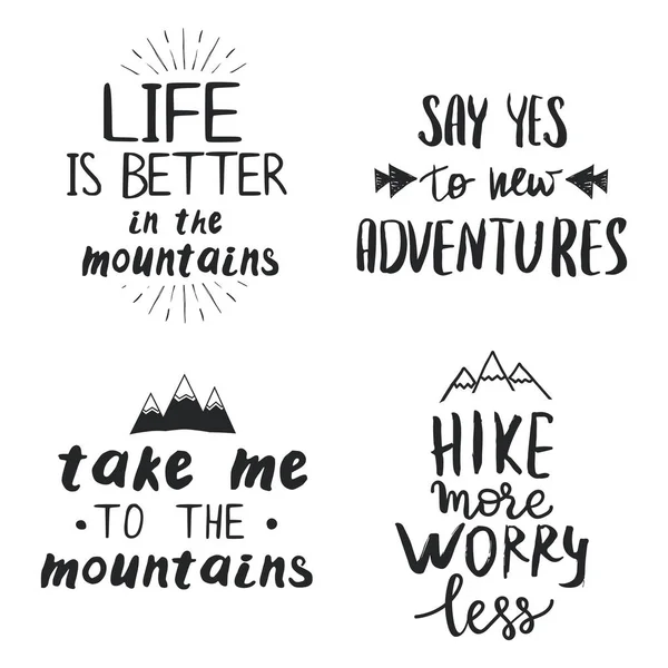 Dağlarda seyahat, kamp ve yürüyüş ile ilgili tırnak seti