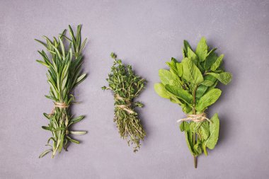 Taş zemin üzerinde taze bitkiler, üst görünüm