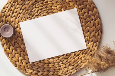 Boş kart nötr bej renkli maketi