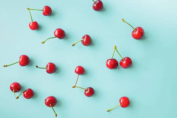 Fresh juicy cherries , top view — Stock Photo, Image