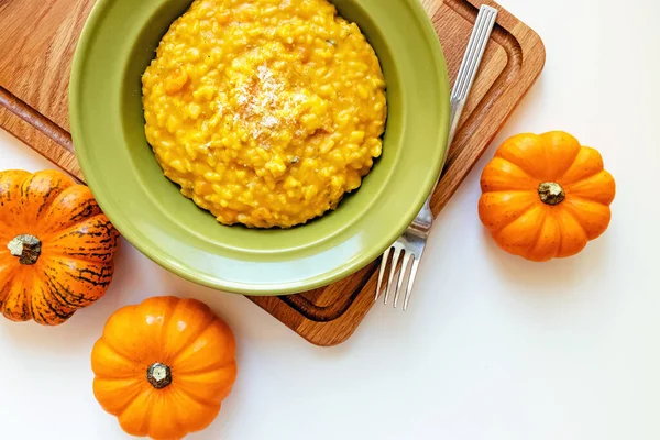 Delicious pumpkin risotto with parmesan cheese. A — Stock Photo, Image