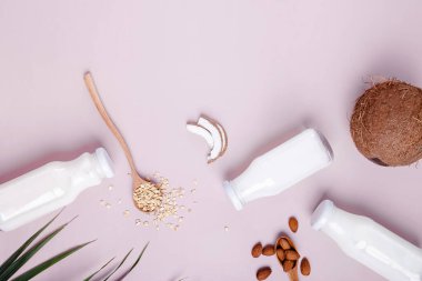 Farklı türde süt ürünleri vejetaryen sütü