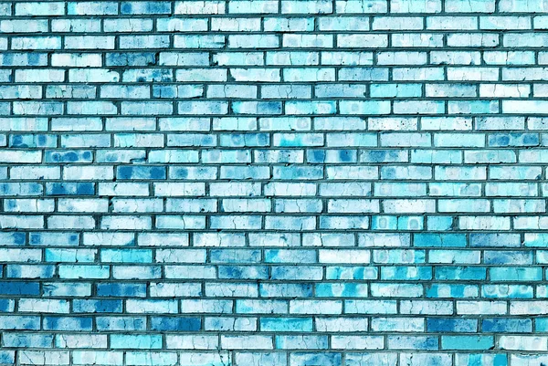 White blue brick wall for background or texture, Old brick wall background. Vintage house facade.