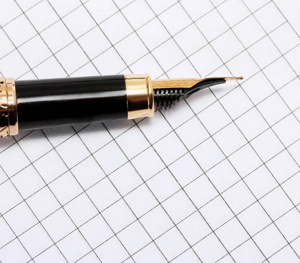 Black Fountain Pen Top View Livros Anotações Com Página Branco — Fotografia de Stock