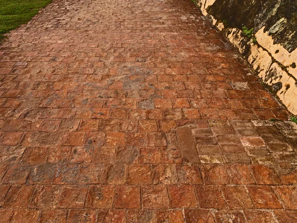 Backstein Fußweg Hintergrund Textur Und Oberfläche Auf Gehweg — Stockfoto