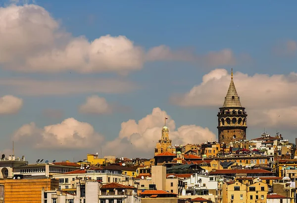 Cityscape Summer Sea Front View Galata Tower Gulf Golden Horn — Stock Photo, Image