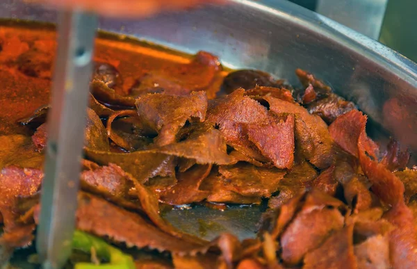 Istanbul Street Food Doner Kebab Made Meat Cooked Vertical Rotisserie — Stock Photo, Image