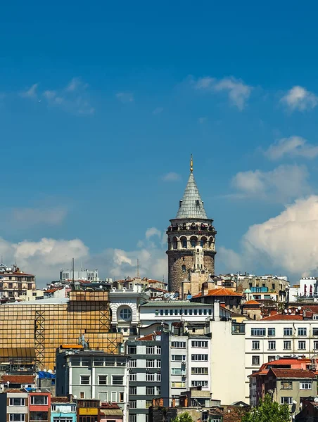 Cityscape Summer Sea Front View Galata Tower Gulf Golden Horn — Stock Photo, Image