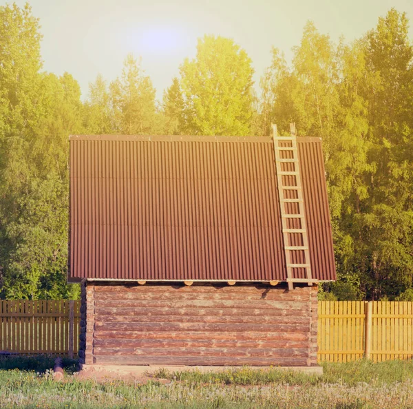 Sauna Finlandese Legno Casa Termale Nella Foresta — Foto Stock