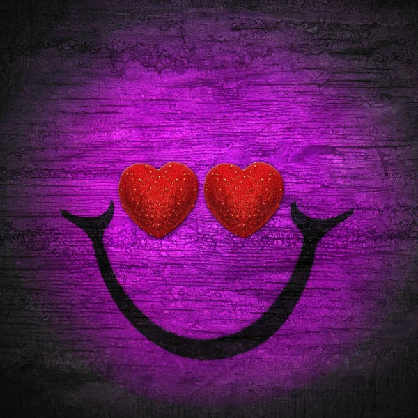 Sonrisa Fondo Textura Madera Pared Negro Púrpura —  Fotos de Stock