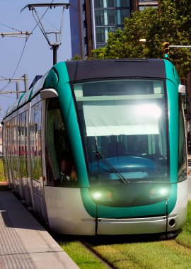 Modern tramvay ekoloji taşıma Barcelona, İspanya