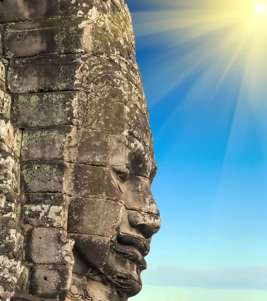 Primavera Puesta Del Sol Bayon Temple Angkor Thom Camboya Arquitectura — Foto de Stock