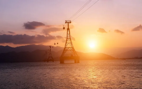 Sunrise Funivia Sul Mare Che Porta Vinpearl Park Nha Trang — Foto Stock