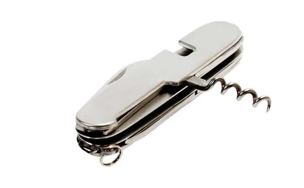 Knife Multitool Spoon Opener Corkscrew Isolated White Background — Stock Photo, Image