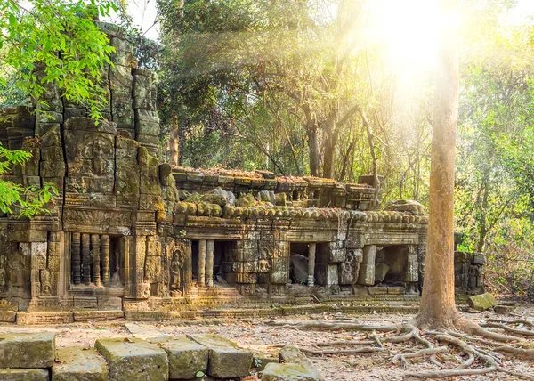 阳光毁灭塔普伦 高棉寺庙综合体的一部分 柬埔寨 丛林中的古代高棉建筑 — 图库照片