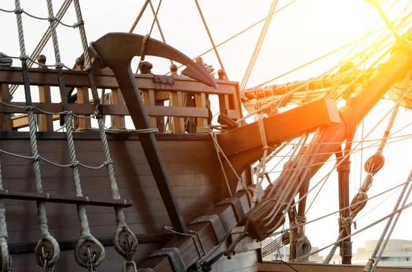 Anchor Old Frigate Boat Scenes Sunset Concept — Stock Photo, Image