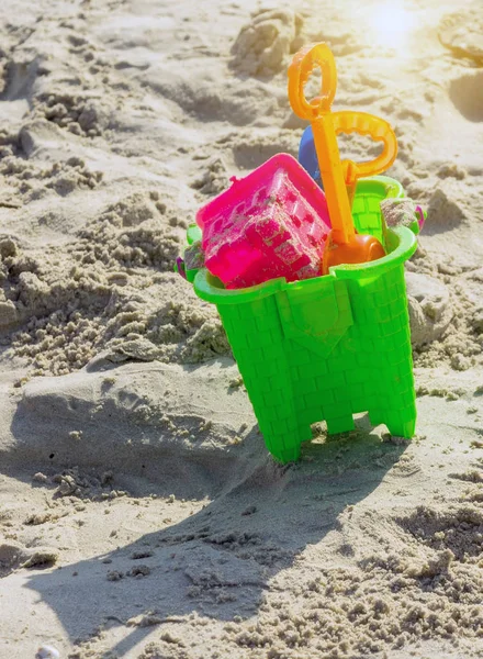 Beach Sandbox Toys Set Kids Boys Girls Sunrise Sand Castle — Stock Photo, Image