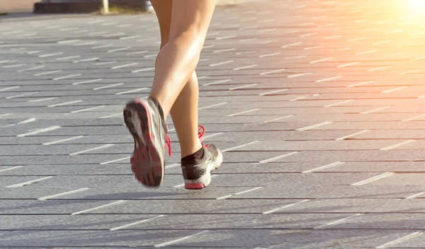 Women Legs Racewalking Healthy Lifestyle Sports Summer City Sunrise Road — Stock Photo, Image