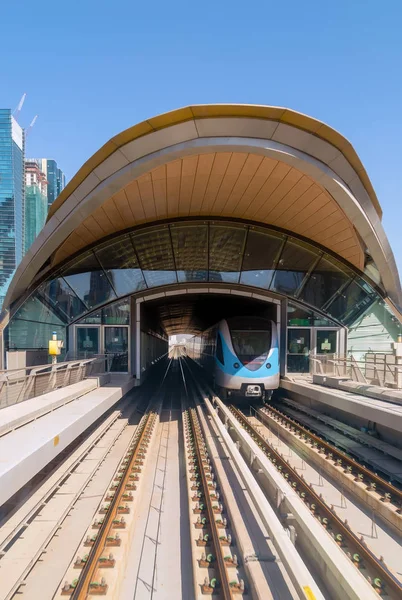 Linea Dubai Metro Network Sull Architettura Costruzione Stazioni Metropolitane Urbane — Foto Stock