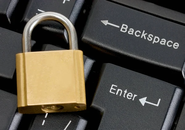 Data Security Padlock Protection Keyboard Background — Stock Photo, Image