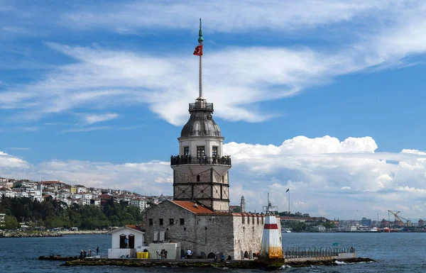 Sunset Sea Background View Maiden Tower Maiden Tower Kiz Kulesi — Stock Photo, Image