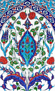 Tirkish patchwork kiremit çiçek süs vintage Islam Arapça Osmanlı, Türkiye'den soyut çiçek desenli seramik