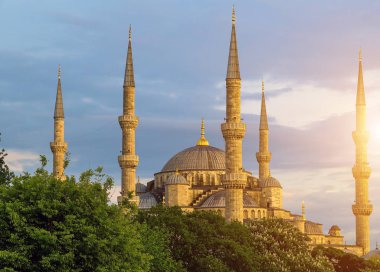 Minare ve kubbesi Sultanahmet Camii Sultanahmet landmark, Istanbul, Türkiye