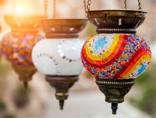 Orientální Turecká Lucerny Arabské Lampy Prodej Velký Bazar Istanbulu Turecko — Stock fotografie