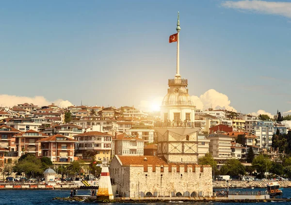 Leuchtturm Mädchenturm Bosporus Istanbul Kiz Kulesi Uskudar Turkey — Stockfoto