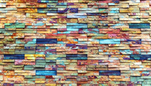 Modern Tuğla Taş Duvar Doku Arka Plan Çok Renkli Taşlar — Stok fotoğraf