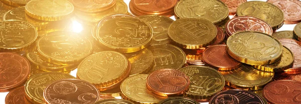 Pile Euro Coins Money Heap Top View Backgound — Stock Photo, Image