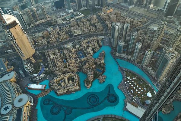 Dubai Shopping Mall Top View Grove Musical Fountain Artificial Lake — Stock Photo, Image