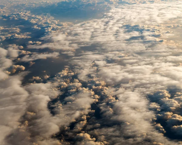 Sky Scape Cloudscape Vista Aérea Pôr Sol Nublado Janela Avião — Fotografia de Stock