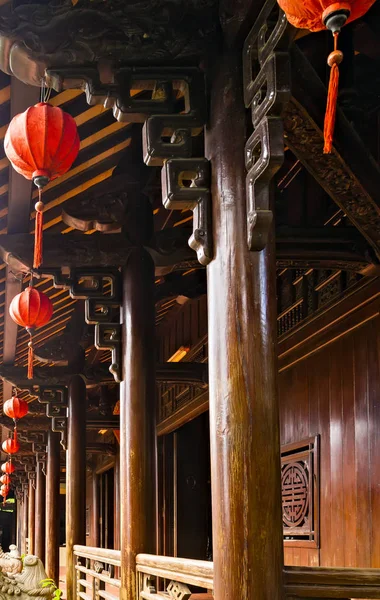 Lampy Dekoracyjne Silk Czerwony Chiński Styl Chińskiej Architektury Świątyni — Zdjęcie stockowe