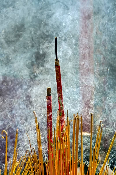 Branden Van Wierook Stokjes Met Rook Joss Sticks Branden Een — Stockfoto