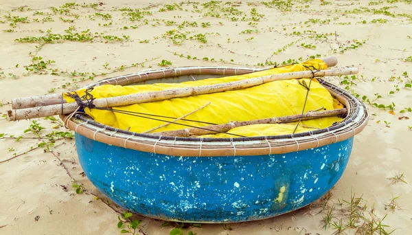 Υφαντά Μπαμπού Καλάθι Βάρκες Στην Παραλία Στο Ντα Νανγκ Βιετνάμ — Φωτογραφία Αρχείου
