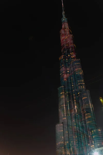 Dubai Eau Janeiro 2016 Vista Noturna Arranha Céu Burj Khalifa — Fotografia de Stock