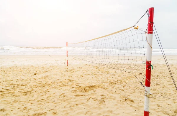 Sports Equipment Game Ball Beach Volleyball Net Outdoor Sea Summer — Stock Photo, Image