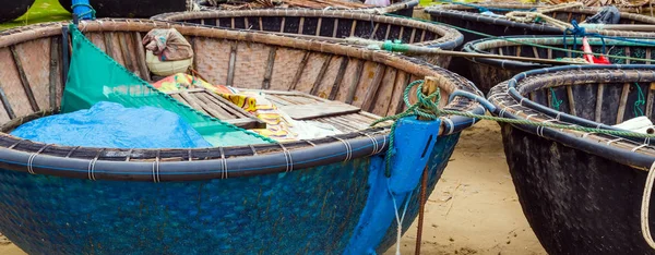 Yengeç Balık Tuzakları Balıkçılık Balıkçılık Bambu Dokuma Ağları Vietnam Hull — Stok fotoğraf