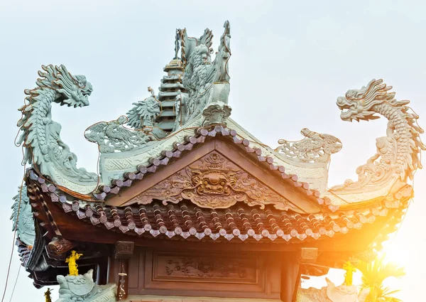 Temples Chinois Toit Ouvrant Détail Toit Forme Dragon Nang Ville — Photo