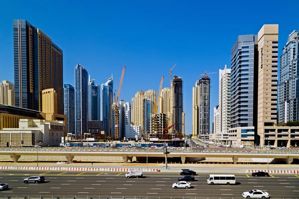 Felhőkarcolók Skyline view, Dubai, Egyesült Arab Emírségek — Stock Fotó