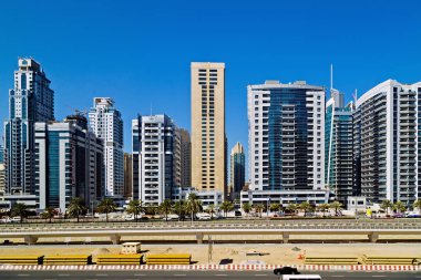 Daire iş gökdelenler manzarası görünüm, Dubai, Birleşik Arap Emirlikleri