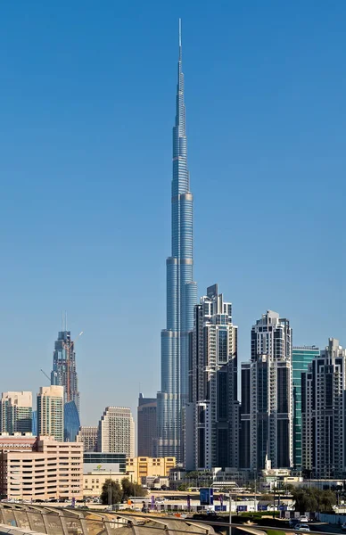 Luchtfoto uitzicht van Dubai Burj Dubai wolkenkrabber in Dubai, VAE — Stockfoto