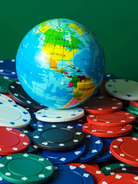 Earth globe model ball map casino poker chips