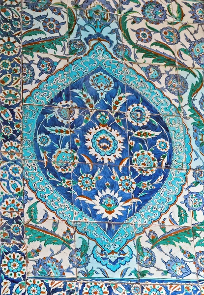 Ancient Ottoman patterned tiles composition Turkish Blue — Stock Photo, Image