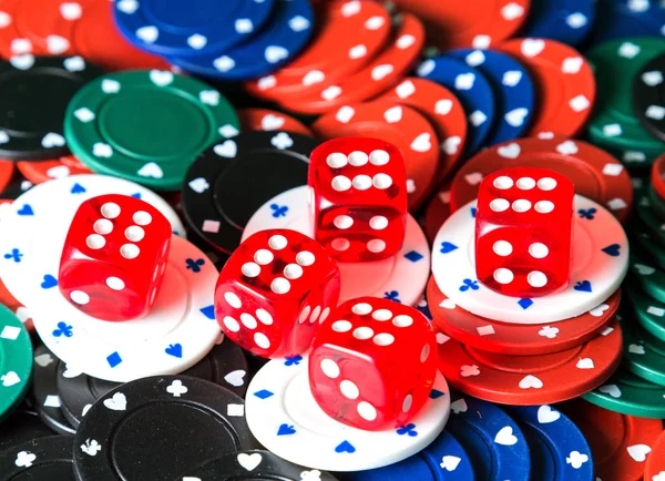 Dices Casino sfondo casino poker chips — Foto Stock