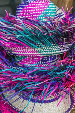 Panama şapka el yapılmış Souvenir bambu ve gerçek kurutulmuş Ferns